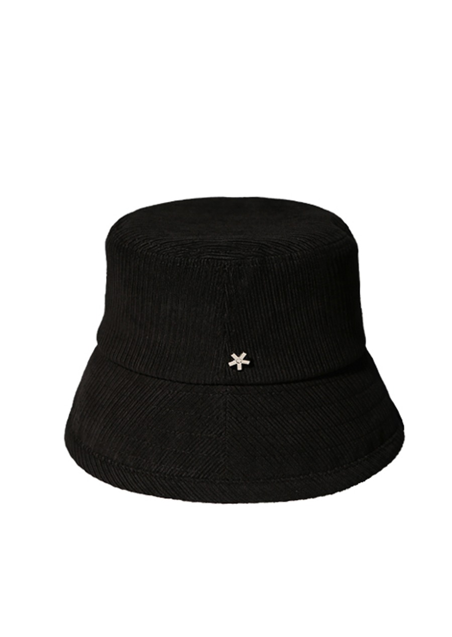 BASIC CORDUROY BLACK BUCKET HAT