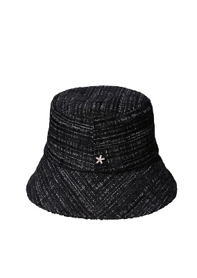 TWEED BLACK BUCKET HAT
