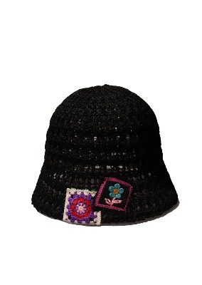 FLOWER NET BLACK BUCKET HAT