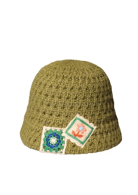 F/W FLOWER NET GREEN BUCKET HAT