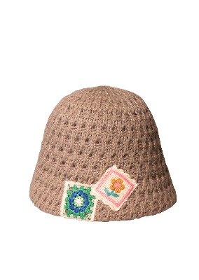 F/W FLOWER NET BROWN BUCKET HAT